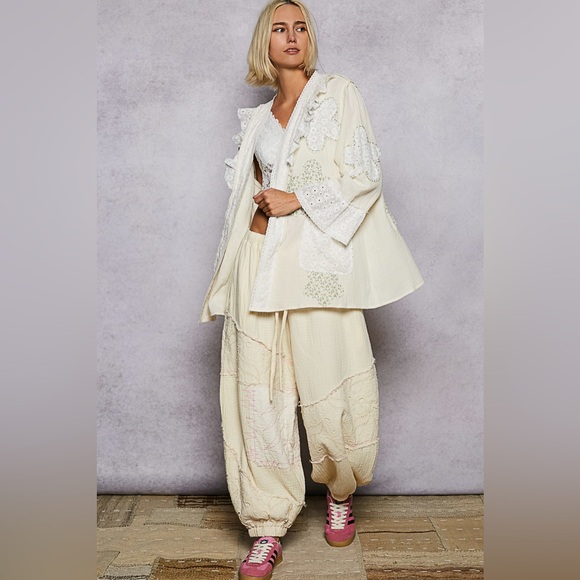 POL “ Patchwork Poet “ Long Cardigan | Natural - Picture 6 of 6